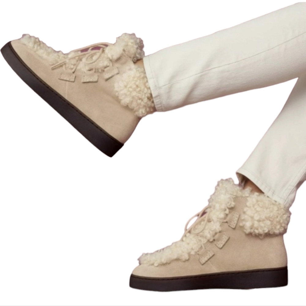Vionic Cream Ankle Boots with Brown Sole - Picture 2 of 7